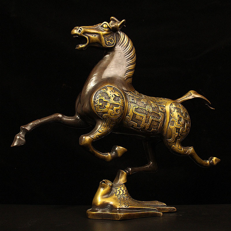 純粋な銅の馬の楕円形のツバメの装飾、アンティークの工芸品、ホームオフィス、開口部の贈り物、親友