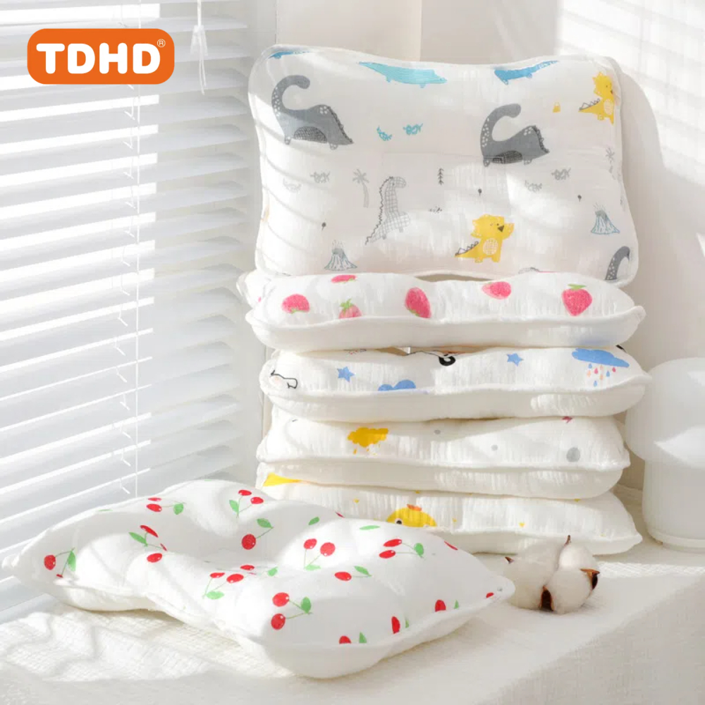 Almofada em formato impresso para bebê TDHD, travesseiro macio e confortável de desenho animado fofo, roupa de cama respirável para meninos e meninas