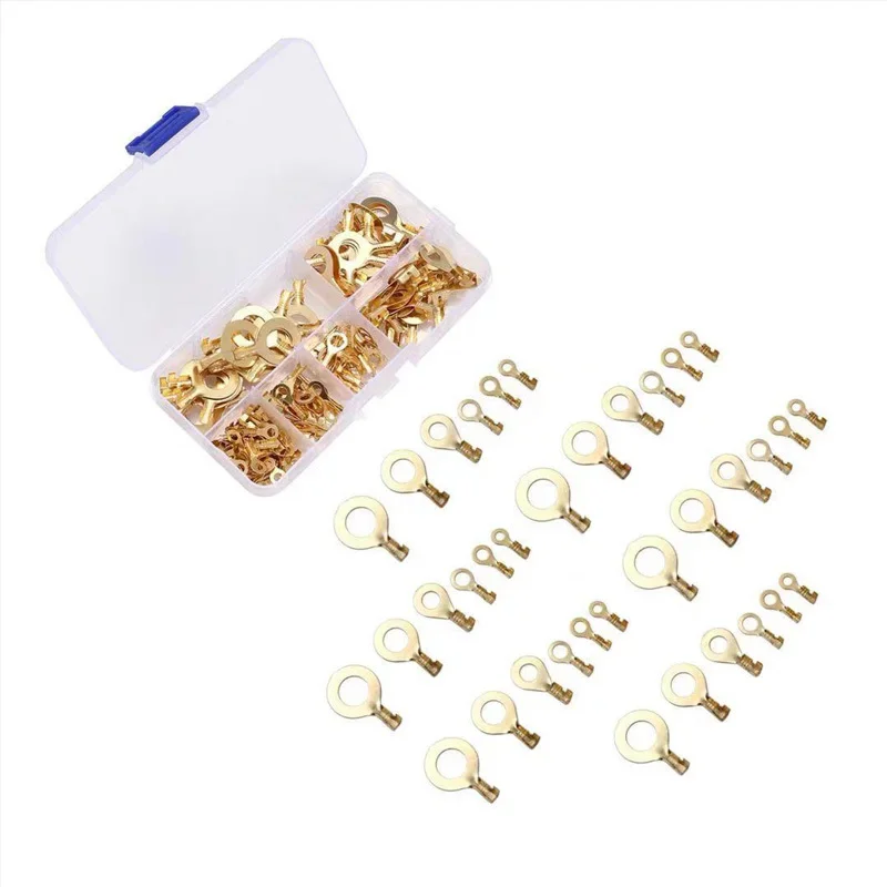 150 ชิ้น Boxed Terminal Block สายไฟ M3/M4/M5/M6/M8/M10 O - type Ground Lugs Terminal Cold - Pressed ทองแดง Tab สายไฟจมูก