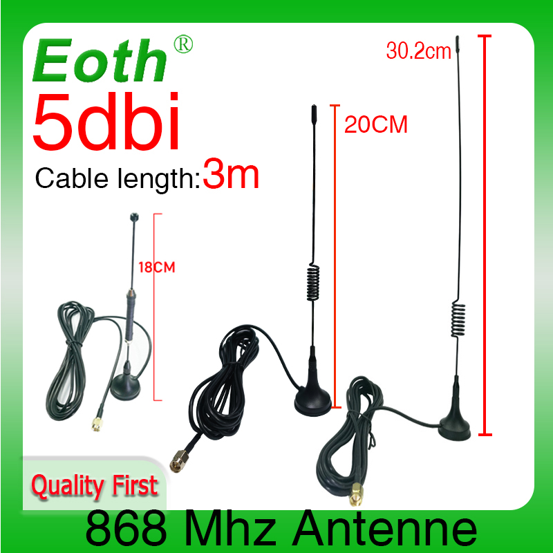Eoth 868 MHz Antenne 900–1800 MHz GSM 3G 5 dBi SMA Stecker IOT 300 cm Kabel 868 915 MHz Antenne Sucker Antennenbasis magnetische Antennen