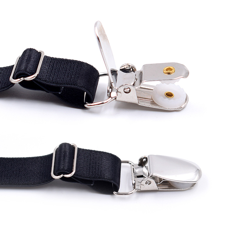 2pcs ชายสีดําถุงเท้า Garters เข็มขัดปรับถุงเท้า Suspenders Braces ผู้ถือลื่นเป็ด-ปากคลิป Hold Up