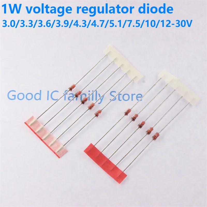20 piezas 1W regulador DIP 3,0 V 3,6 4,3 5,1 6,2 7,5 8,2 9,1 10 10V 15V 20V 24V 1N4740 1N4731 1N4749 1N4733 1N4732 1N4744 1N4748