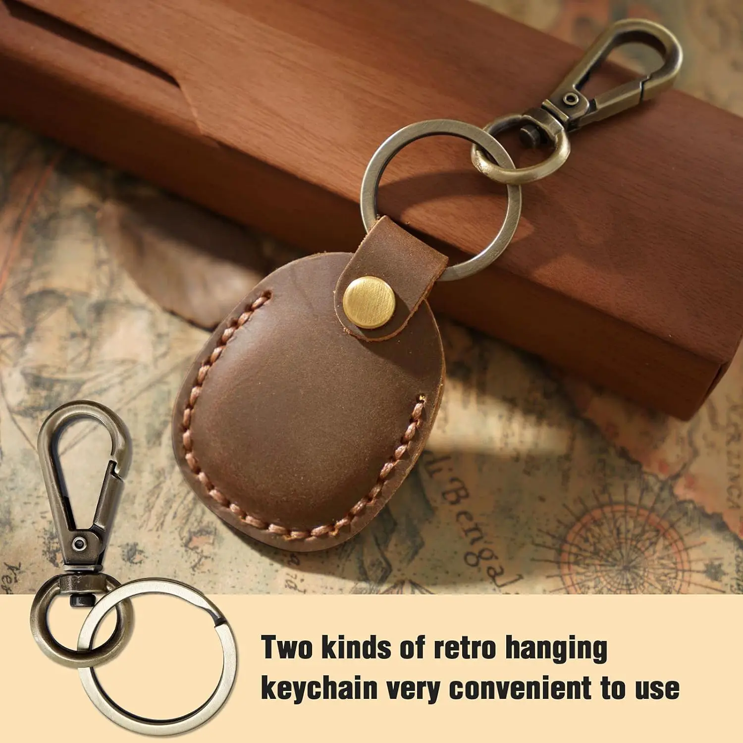 Keyring For Airtags Protective Case Retro High Quality Leather Keychain For Apple Anti-lost Tracker Locator Device Accessories