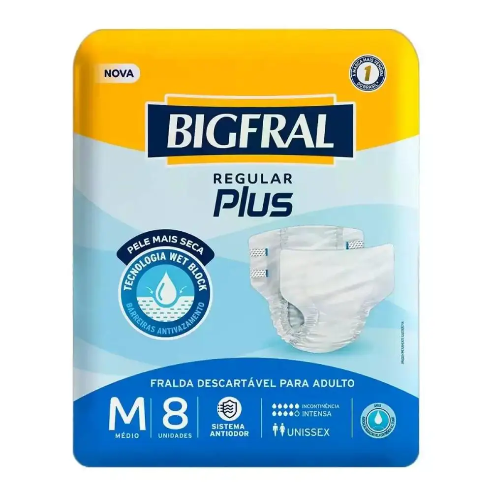 Fralda Adulta Regular Plus M C/8 Unidades Bigfrall