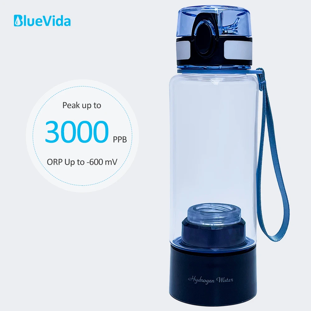 สูงสุด 3000ppb Bluevida เครื่องกําเนิดขวดน้ําไฮโดรเจน Anti-Aging 3000mAh ความจุขนาดใหญ่เวลาทํางานยาวนานแบบพกพาสําหรับกีฬา
