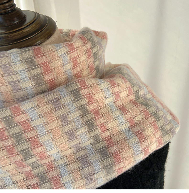 Bufanda a cuadros engrosada para mujer, chal de borla de Cachemira cálida, chal de borla de Cachemira de imitación, cubierta de cuello, bufanda de pareja, Invierno