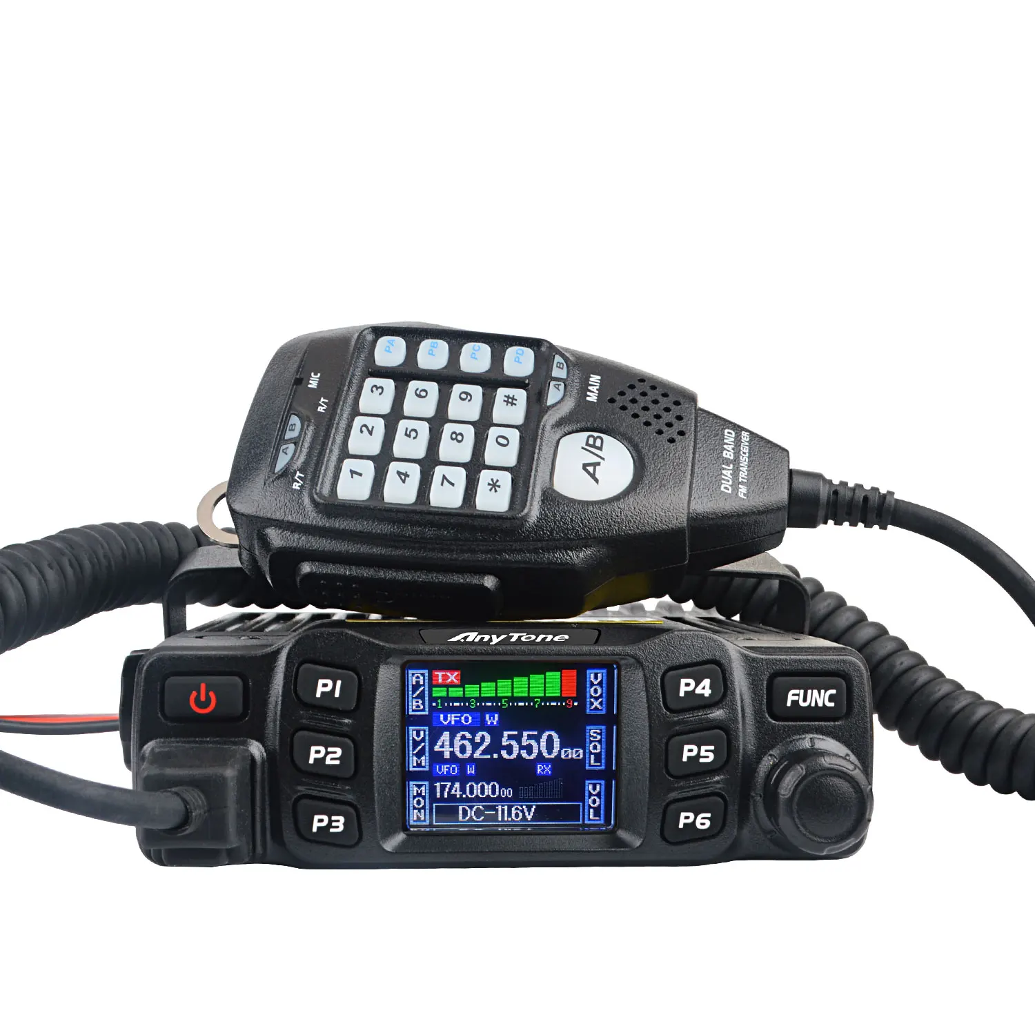 AnyTone Walkie Talkie GMRS AT-778UV AT-778UVII 136-174 y 400-490MHz 25W Pantalla a color de radio móvil analógica VOX de doble banda