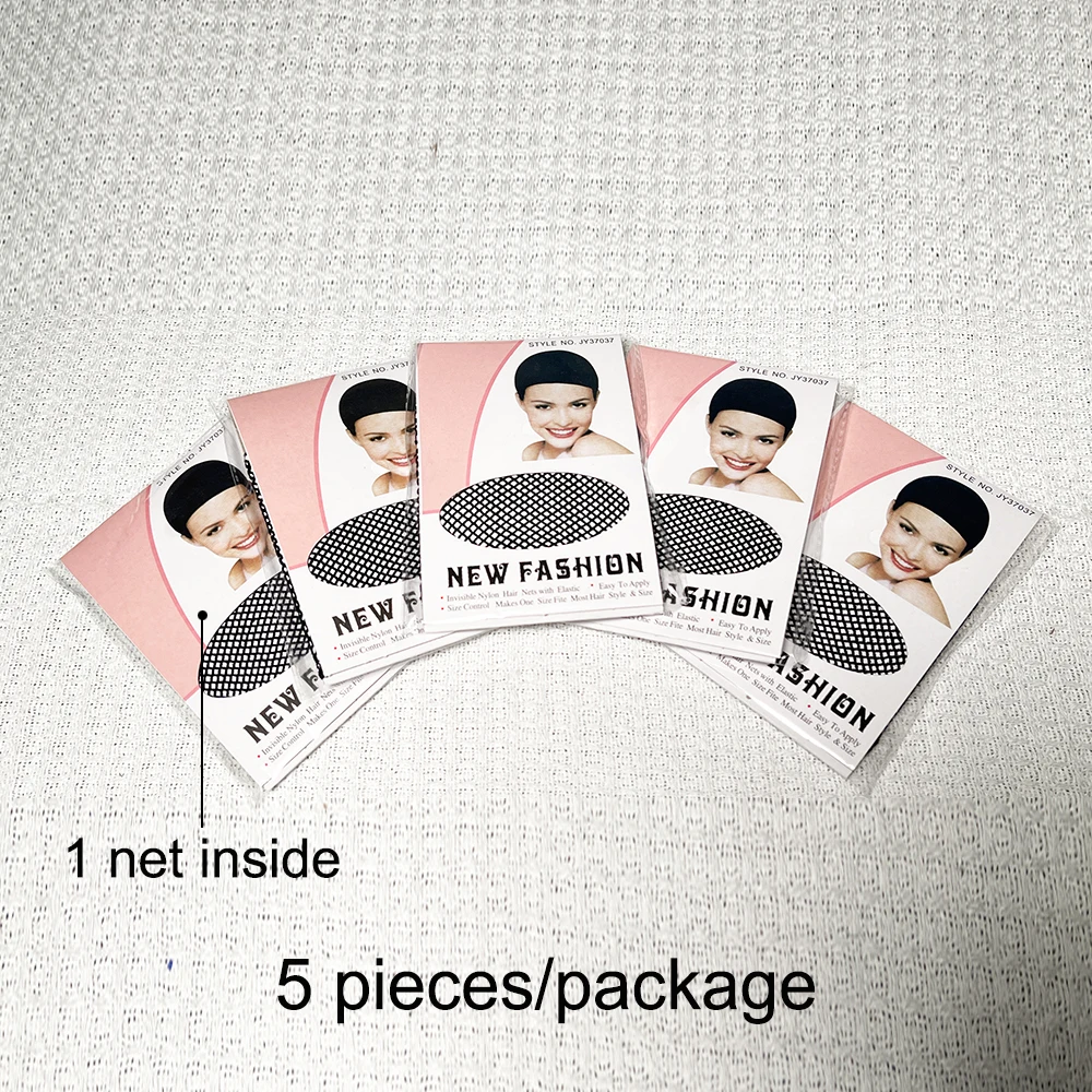 Stretchable Elastic Hair Nets, Open Ends, Mesh Net, Wig Caps para Hair Styling, Alta Qualidade, 5 Pcs por Pacote