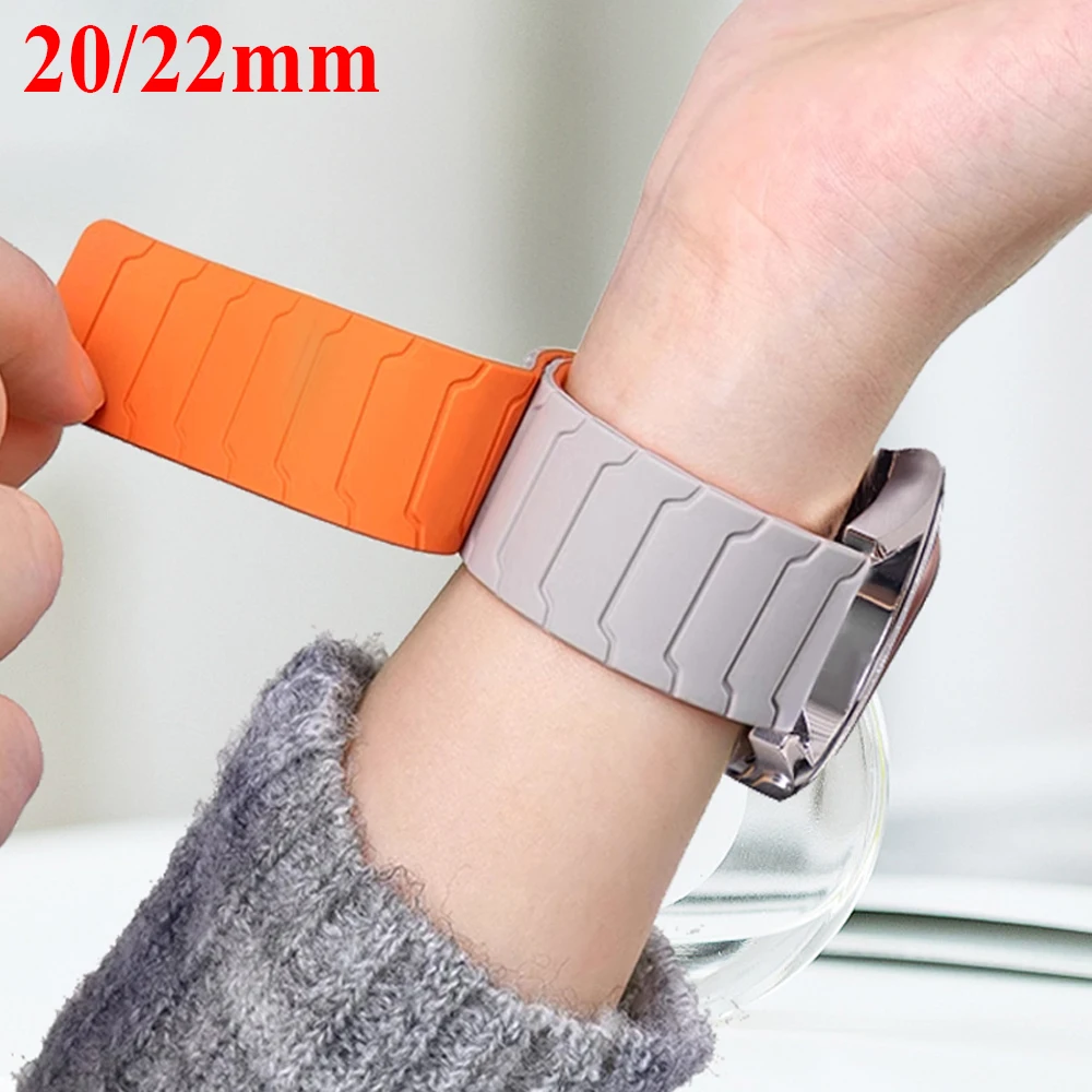 Correa magnética de 22mm y 20mm para Samsung Galaxy Watch 7, 6, 5, 4, 3, Correa de silicona para Huawei Watch GT5/4/3Pro, Correa definitiva de 46mm