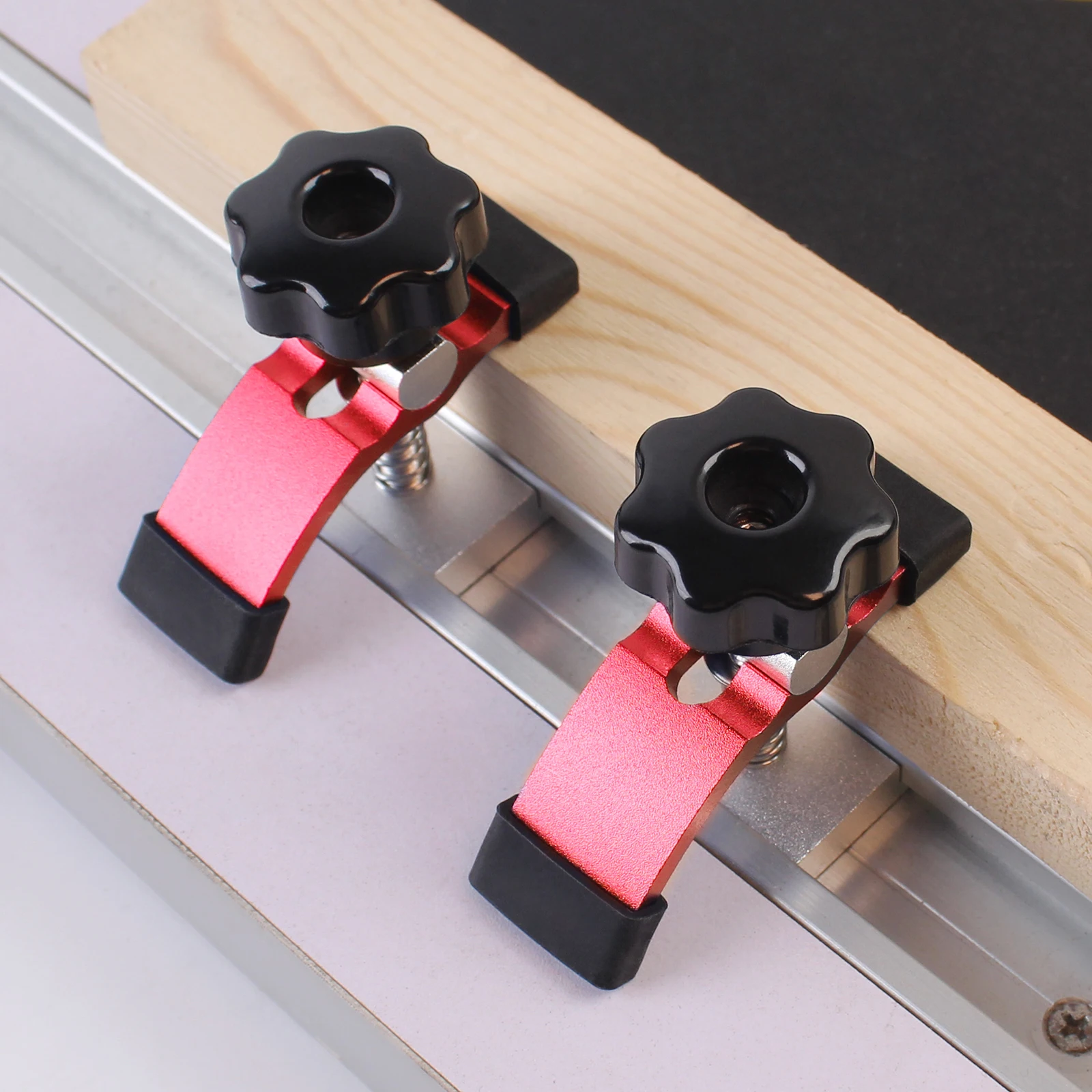 Abrazadera de sujeción de pista en T de acción rápida con T Silder, abrazaderas de carpintería de aleación de aluminio, plantilla para enrutadores, prensas de taladro CNC, 1/2 piezas