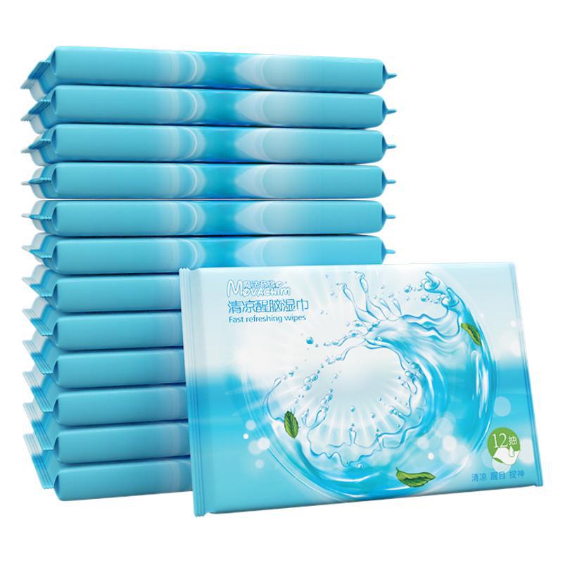Cool Wipes 12pcs Portable cooling wipes, toning, antiperspirant drive, mint wipes