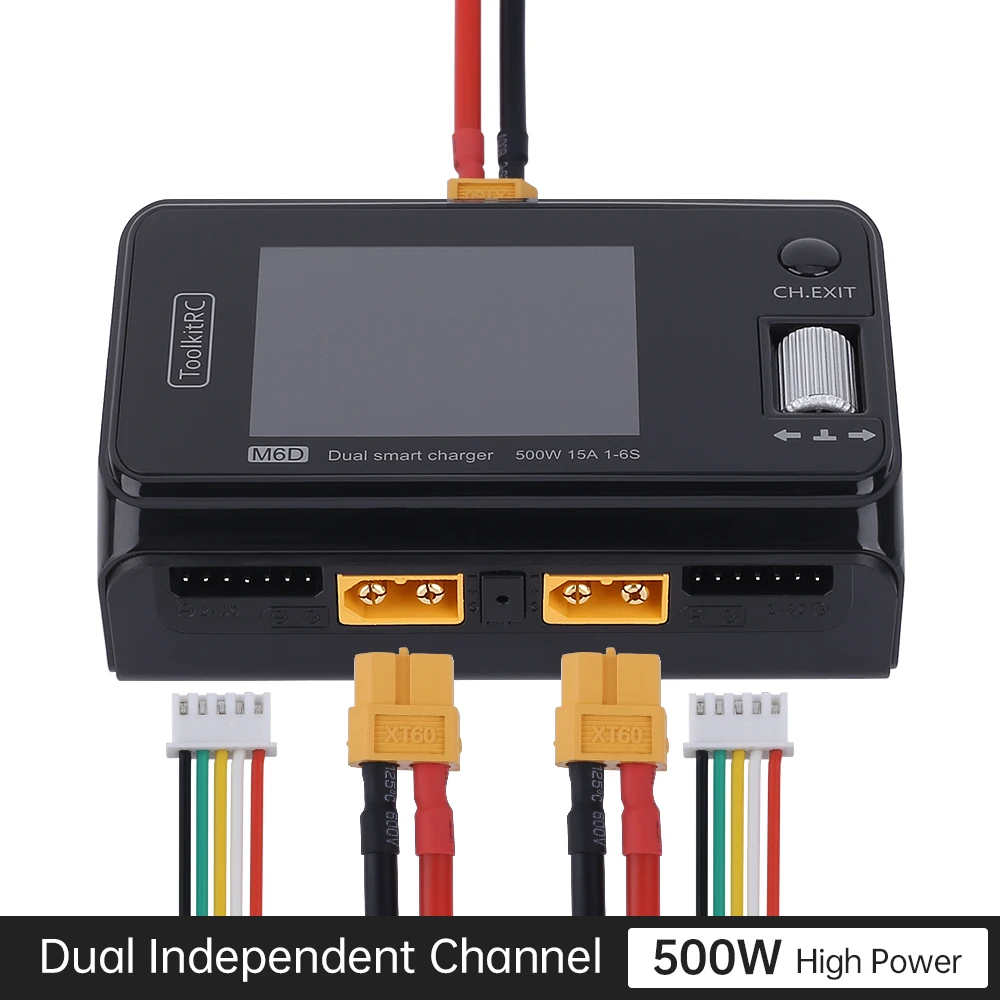 ToolkitRC M6D V3 500W 15A DC Dual Channel MINI Smart Charger Discharger For 1-6S Lipo Battery FPV Model Spare Part Replace M8