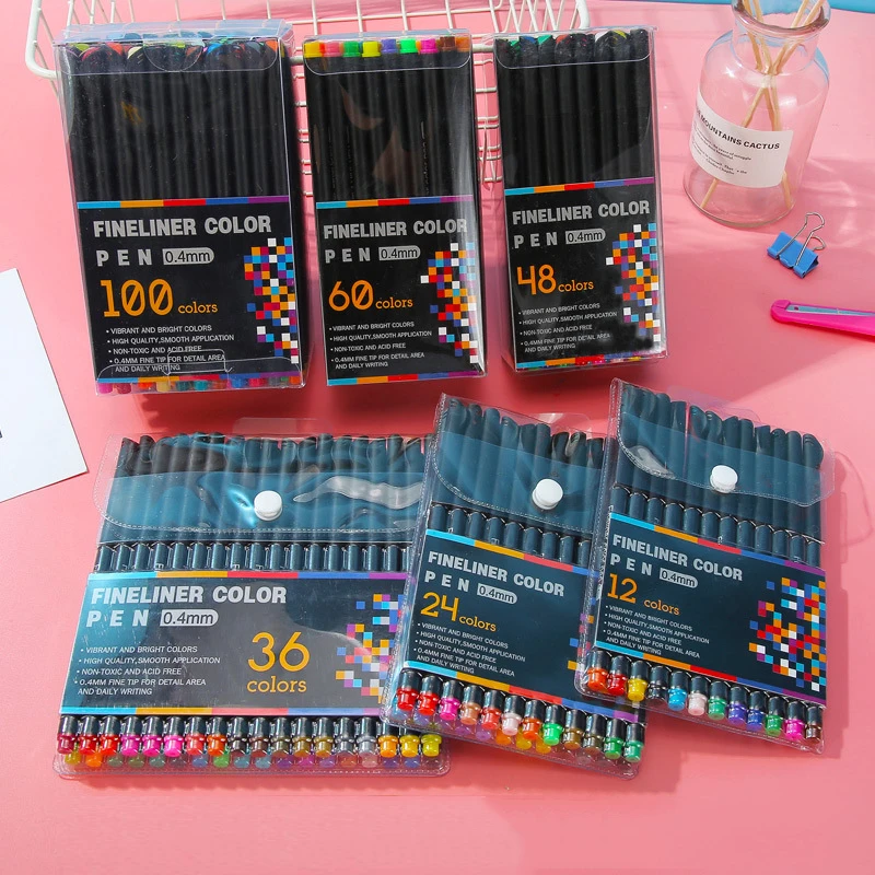 1 กล่องสี Hook ปากกาบัญชีมือ Tracing ปากกา Art แปรงสีน้ําภาพวาดเข็มปากกาวาดเครื่องเขียน
