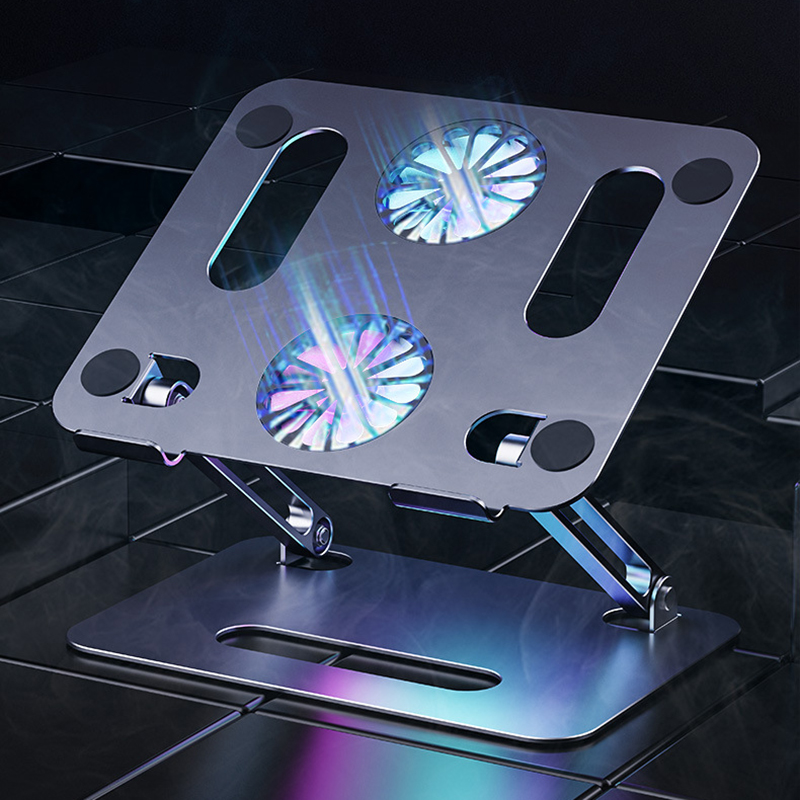 MUMUCC พับคู่ชั้นเก็บของขนาดใหญ่พัดลมโลหะ Cooling ขาตั้งแล็ปท็อปพกพาเฟอร์นิเจอร์สำนักงานเกมการศึกษาตารางตาราง