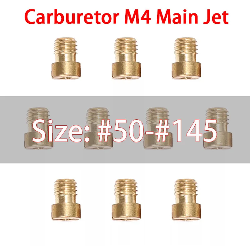 10 pçs m4 jato principal 4mm jatos do carburador para gy6 50cc 139qmb scooter motocicleta pwk mikuni keihin carburador cvk pz19 cabeça redonda