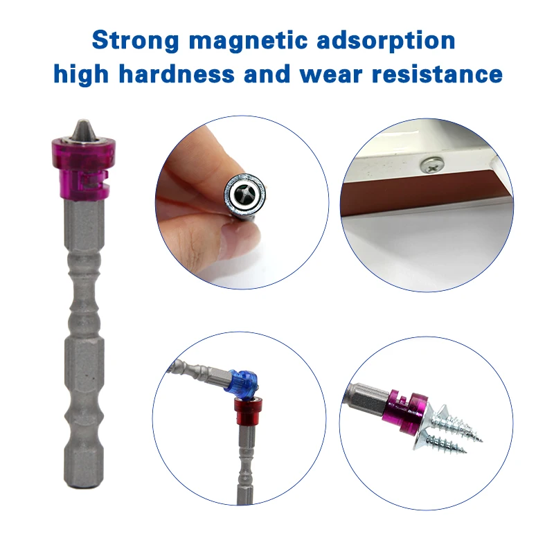5pc cor bobina magnética chave de fenda cabeça hexagonal alça única cabeça cruz bits magnéticos ferramenta elétrica conjunto acessório