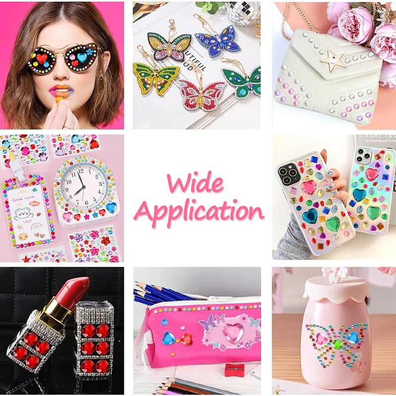 4-8 แผ่น 3D อัญมณีคริสตัลอะคริลิคสติกเกอร์เด็ก DIY ตกแต่ง Self Adhesive อัญมณีหัตถกรรม Sparkly Rhinestone สติกเกอร์ของขวัญหญิง