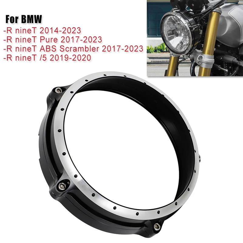 Penutup cincin Trim lampu depan sepeda motor, untuk BMW RnineT R Sembilan T R9T pengacak murni pelindung lampu depan aluminium 2014-2020