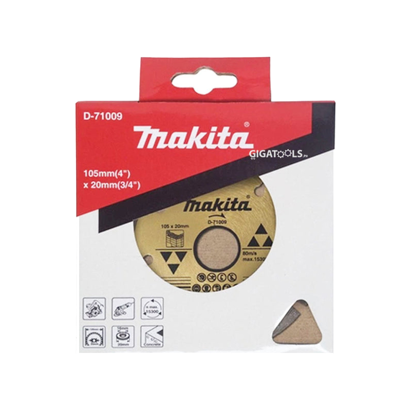 Makita Original D-71009 Disco de corte de diamante de 4 polegadas para concreto/pedra (105 mm x 20 mm)