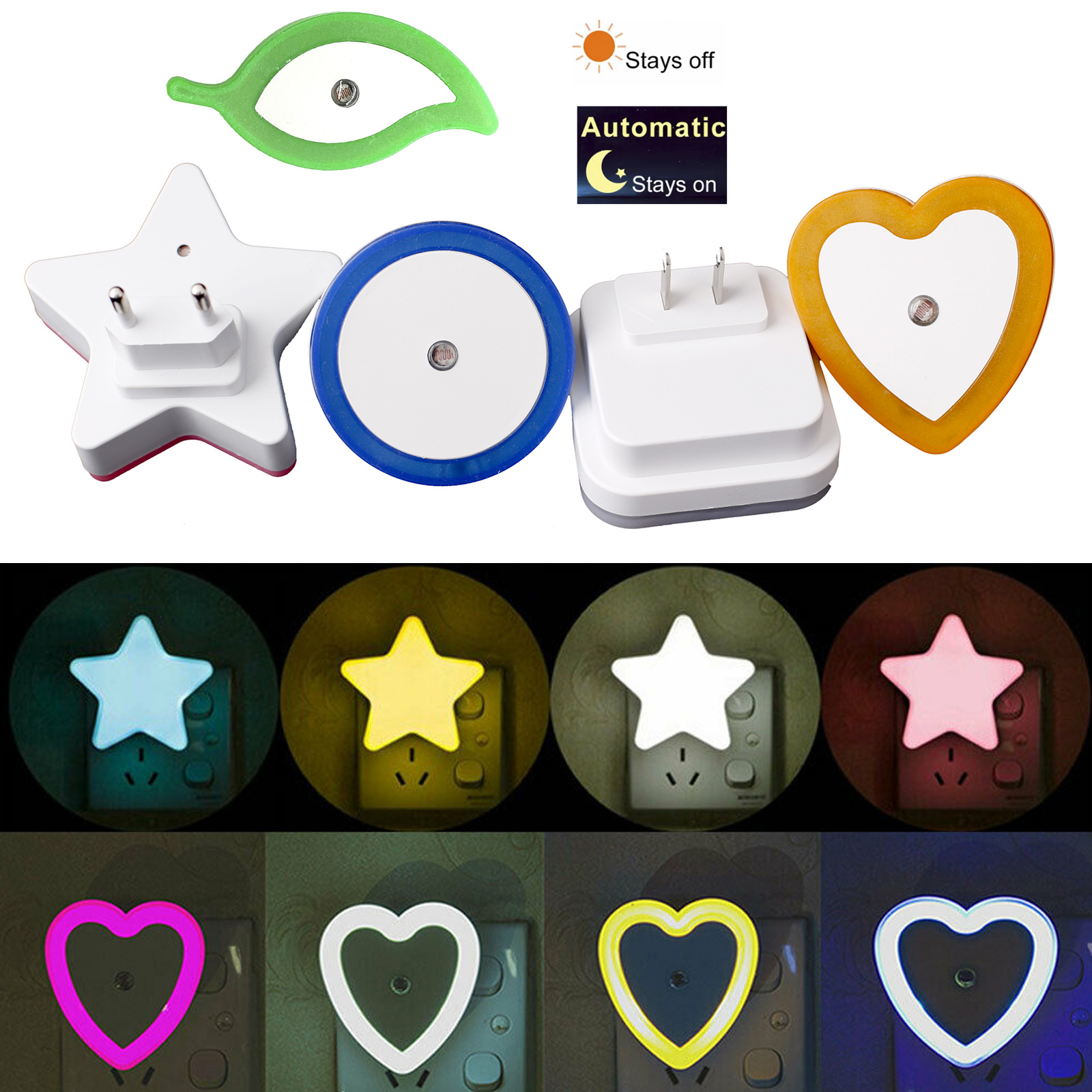 Lichtsensor Mini niedliche Wandstecker in LED Nachtlichter Auto Sensor Nachttischlampe für Schlafzimmer Kinderzimmer Flur Korridor Treppe