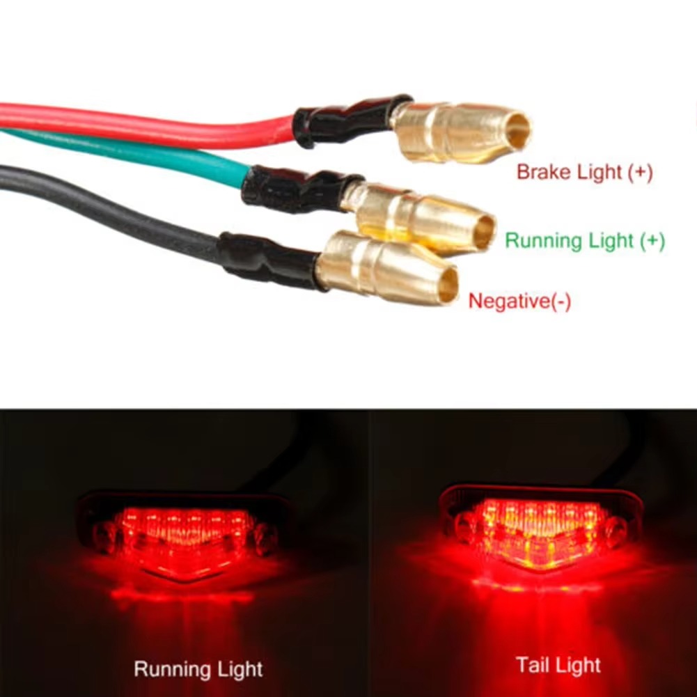 Universal 12v motocicleta cauda luz traseira lâmpada lanterna traseira do motor freio parar luzes de advertência luz da placa licença acessórios automóveis