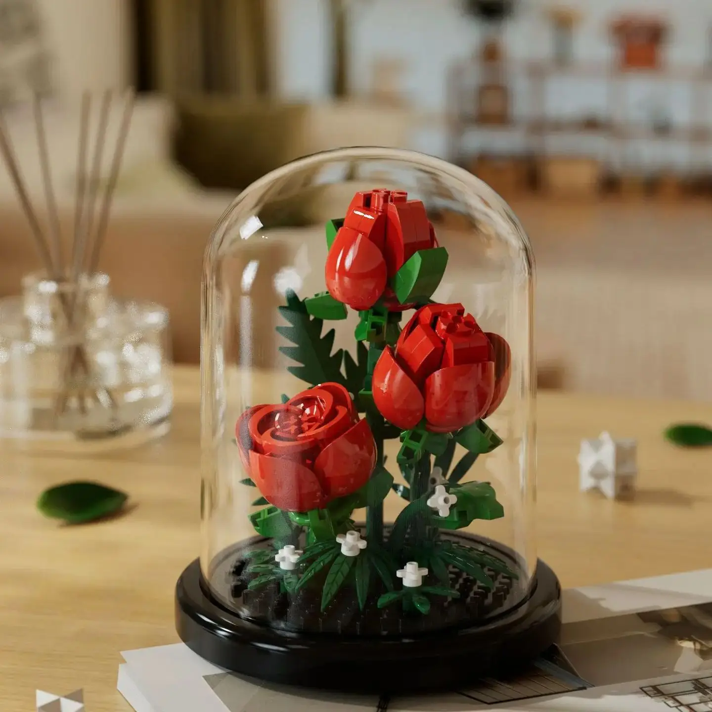 Bloemboeket Bonsai Bouwstenen Kunstmatige Plastic Plant Stofkap Micro Model Woondecoratie Speelgoed Voor Kind Verjaardagscadeau