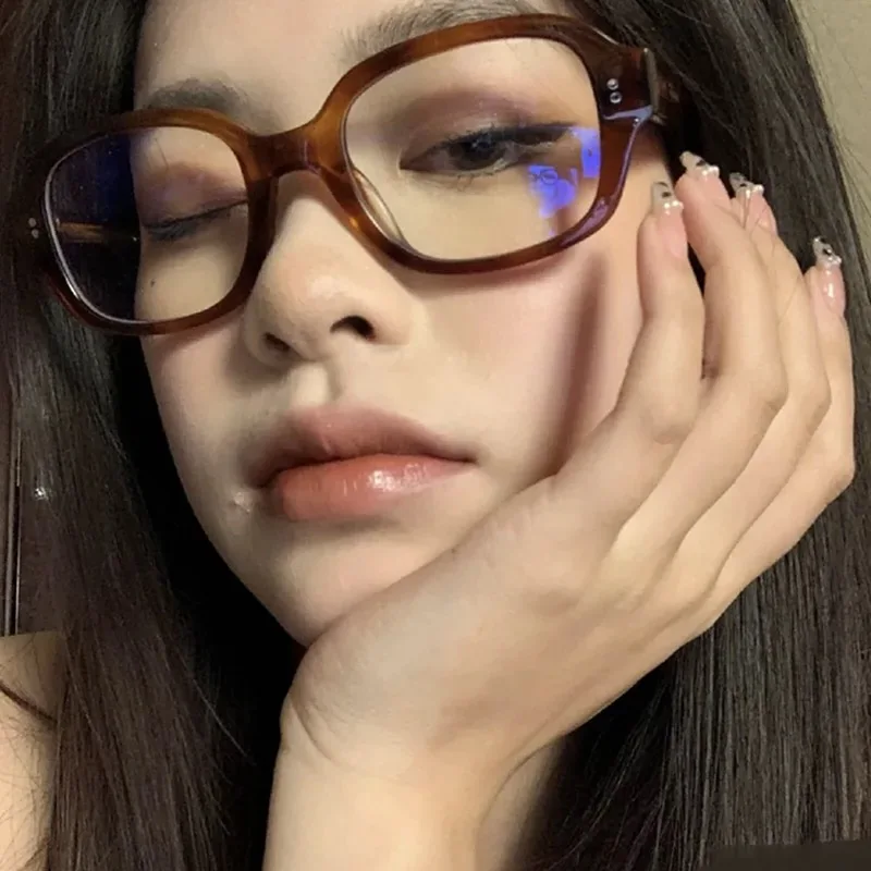 Retro Square Frame Eyeglass Women Red Computer Reading Glasses Clear Blue Light Blocking Eyewears Vintage Decorative Goggles