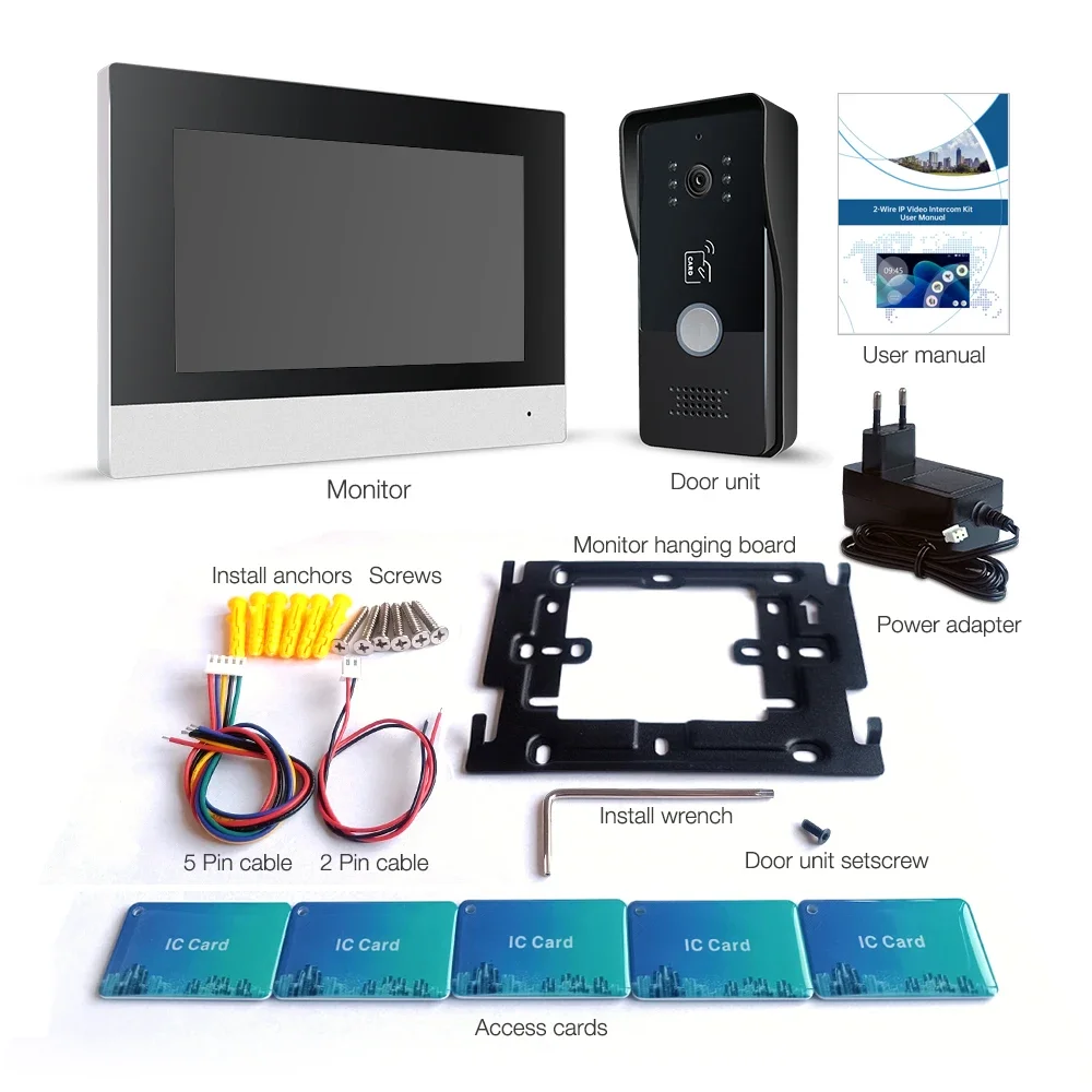2 Draad IP Tuya Wifi 1080P Video Intercom Video Deurtelefoon 7 ''Kleur Touchscreen Camera Deurbel deur Beveiligingssysteem