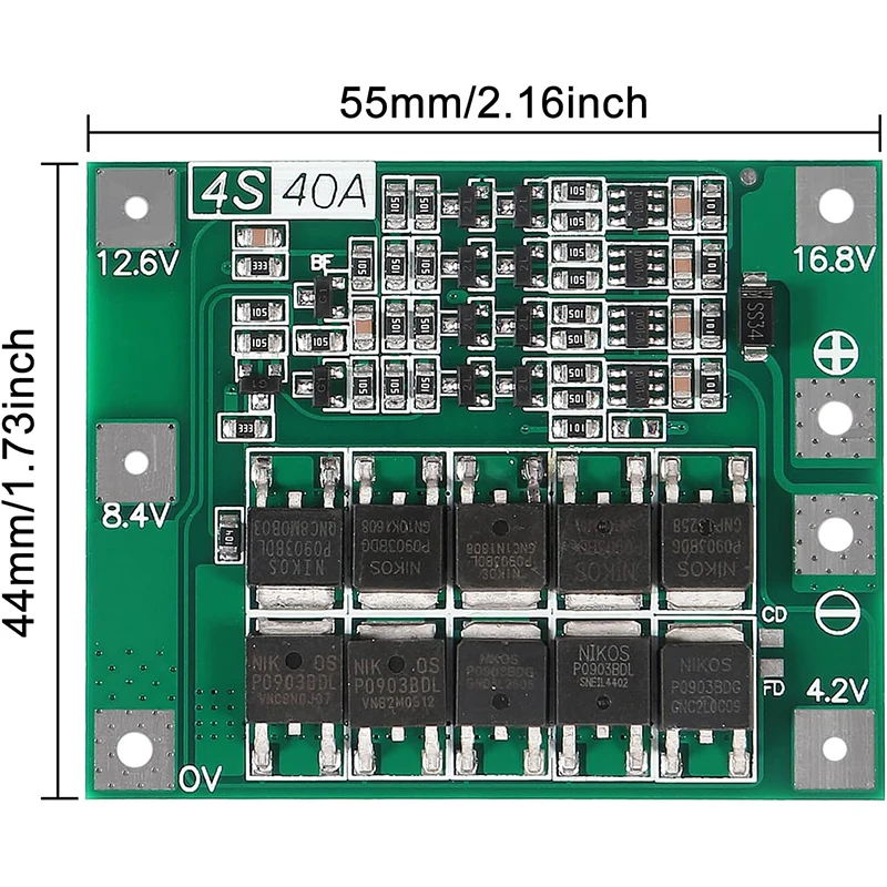 6 Stuks 3S 4S 40A 60A Li-Ion Lithium Batterij Oplader Bescherming Boord 18650 Bms Voor Boormotor 11.1V 12.6V/14.8V 16.8V Balans