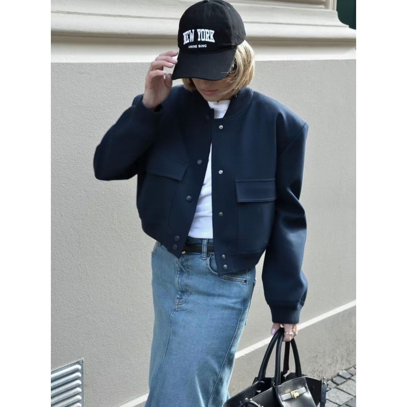 MUJER 2025 Giacca bomber da donna Bianca Autunno Inverno Bottoni Giacche corte per le donne Moda Manica lunga Donna Cappotti Capispalla