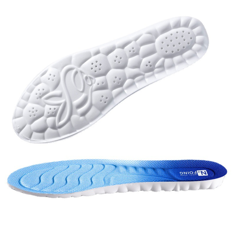 Sports Insoles for Shoes Women Men PU Sole Soft Breathable 4D Shock Absorption Cushion Running Orthopedic Care Insoles for Feet