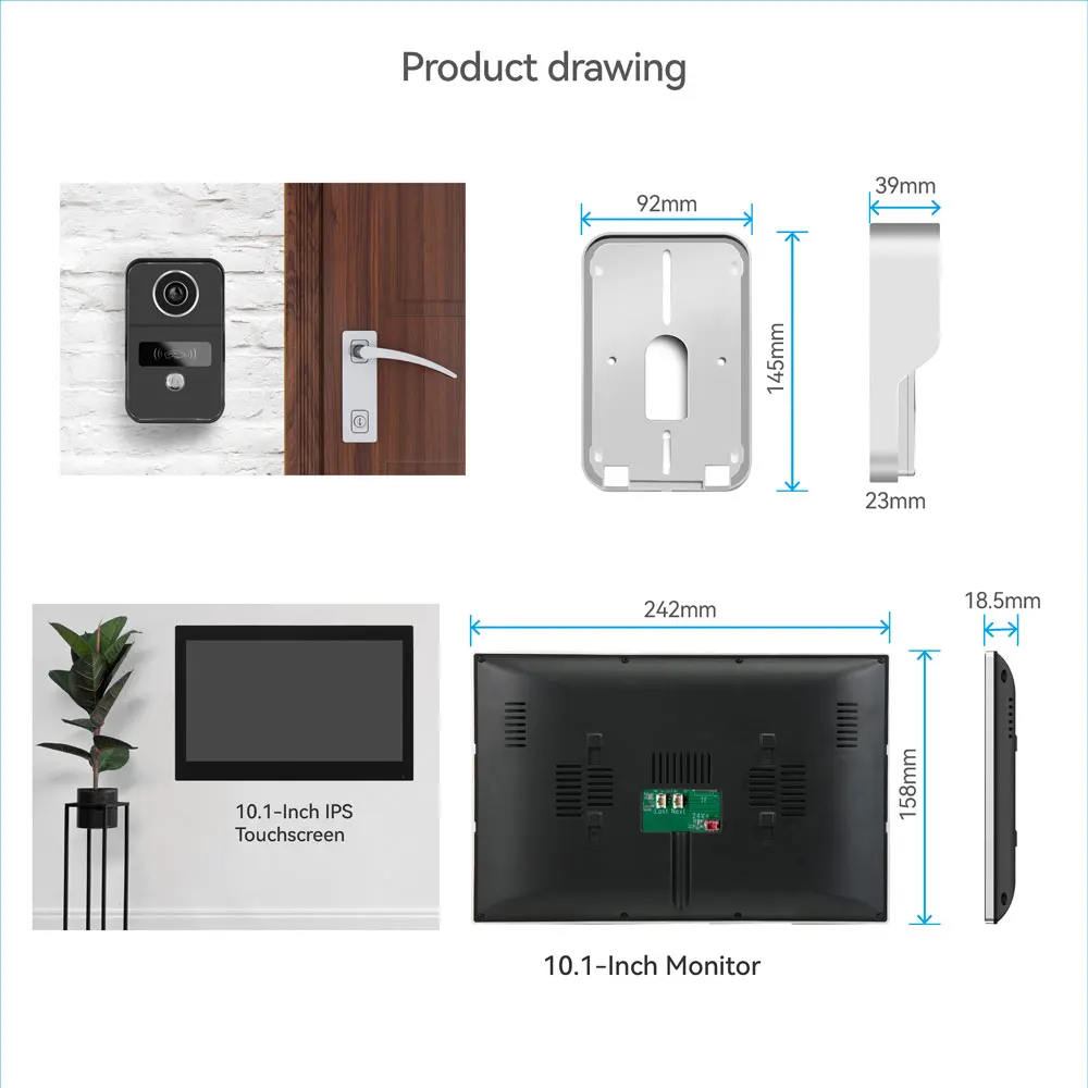 2 Draad Tuya Smart Home Wifi 1080P Video Intercom Video Deurtelefoon 7/10in Kleur Touch LCD-scherm Camera Deurbel Deurbel Systeem