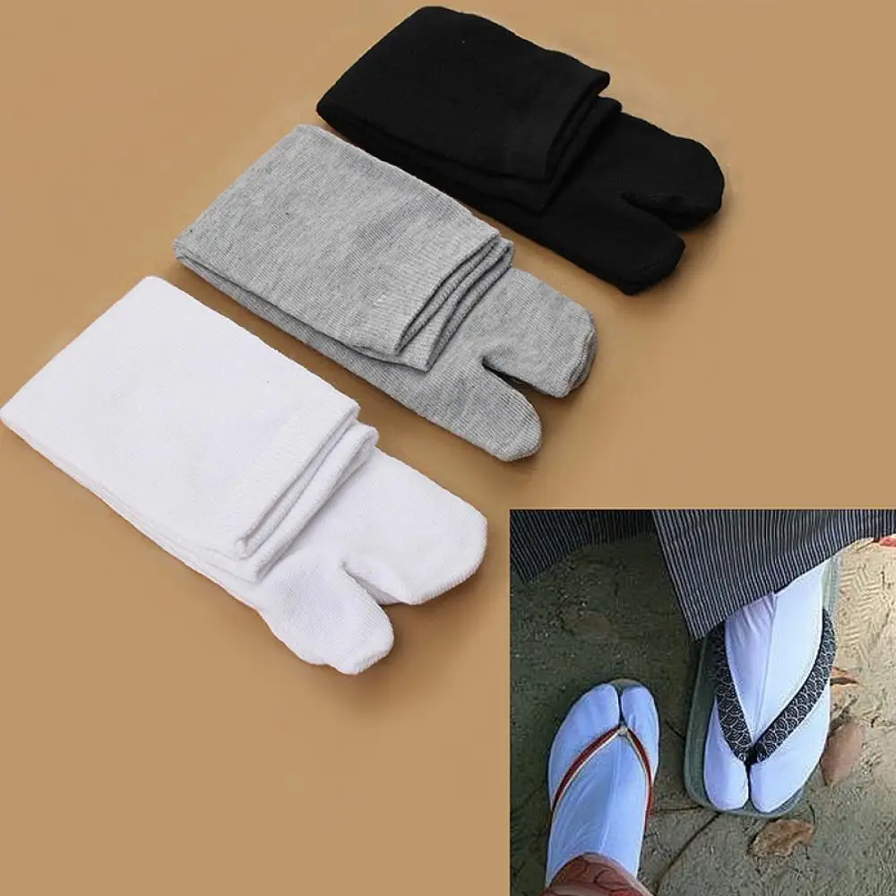 Calcetines de algodón de estilo japonés para hombre y mujer, calcetín de fibra de bambú, desodorante, transpirable, con dos dedos, tipo Kimono, lote de 3 pares