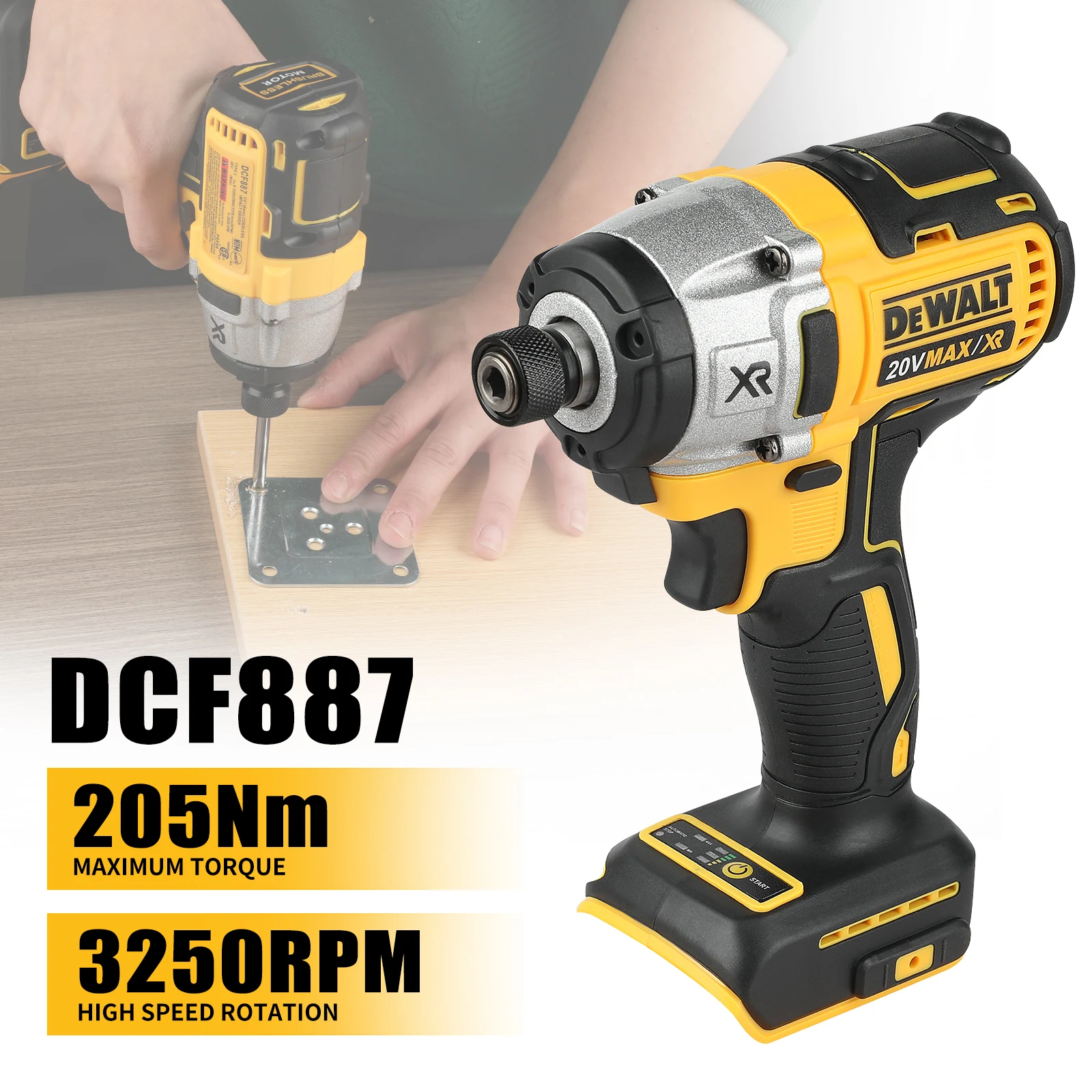 Brushless impact drill DCF887, 20V Dewalt battery wireless screwdriver, car repair power tool, handbag