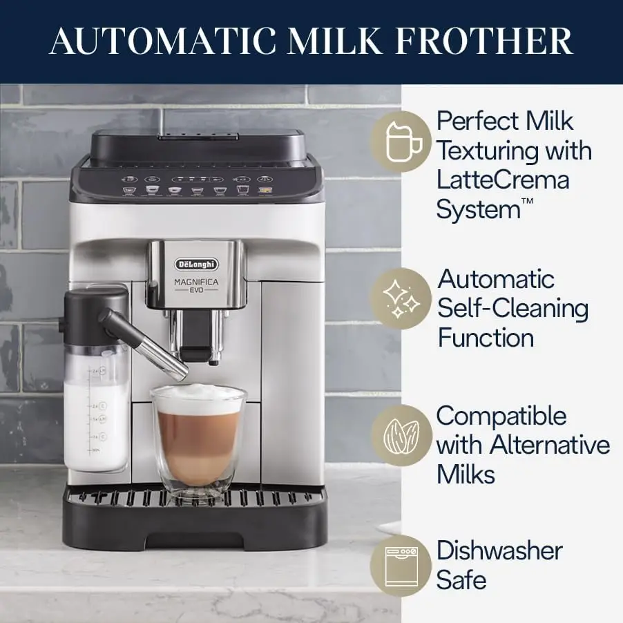 Evo with System, Fully Automatic Machine Bean to Cup Espresso Cappuccino and Iced Coffee Maker, Colored Touch Display