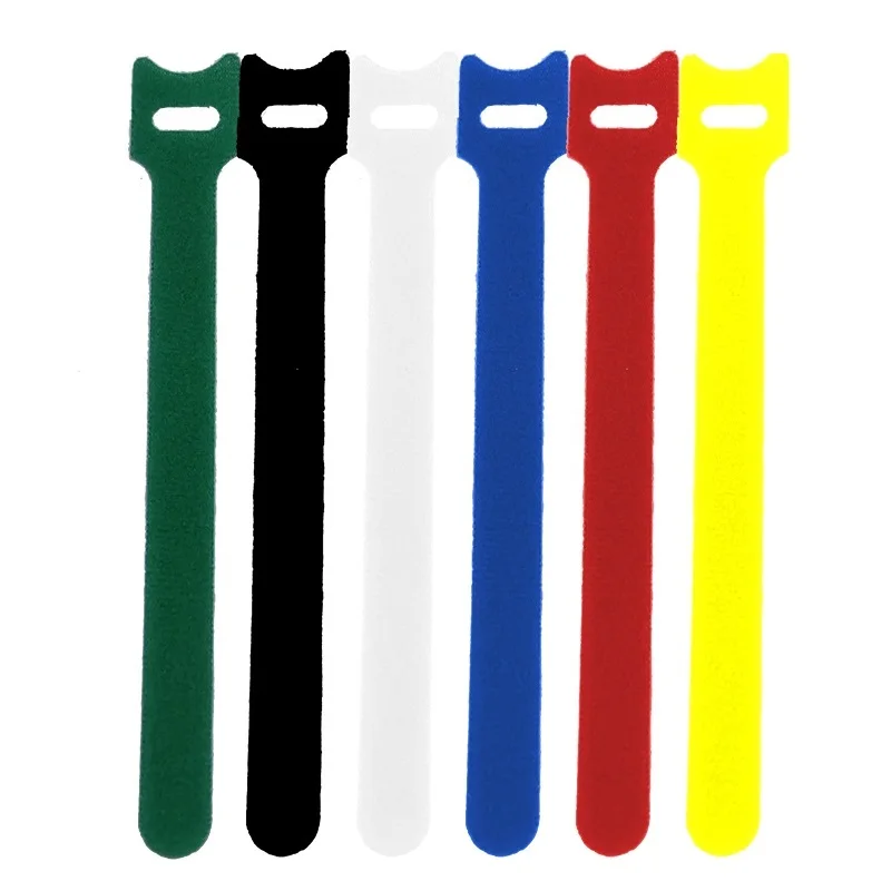 30 pz/100 pz Fascette Rilasciabili Plastica Nylon Gancio Loop Wrap Zip Bundle Cinghie di Fissaggio Staccabile T-tipo Filo organizzatore