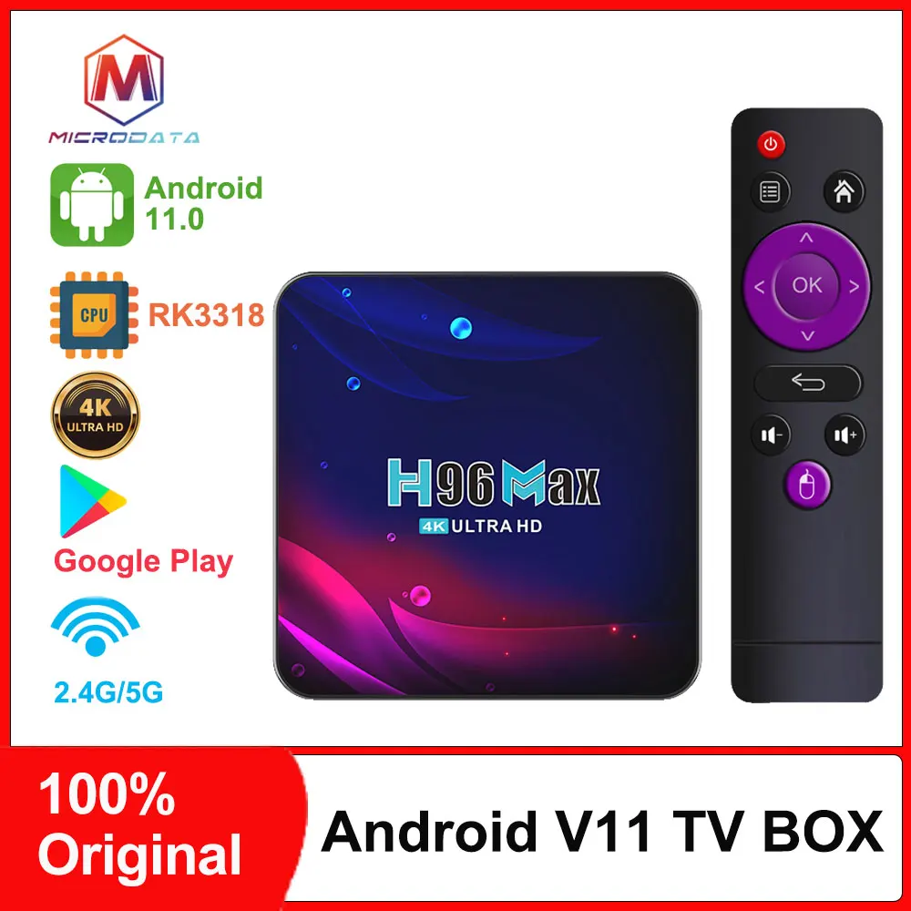 Android tv box h96 max v11, android 11,0 set-top box 4k, 4g 64gb 2g 16gb rk3318 quad-core, wifi 2,4g/5g, smart IPTV Android Box