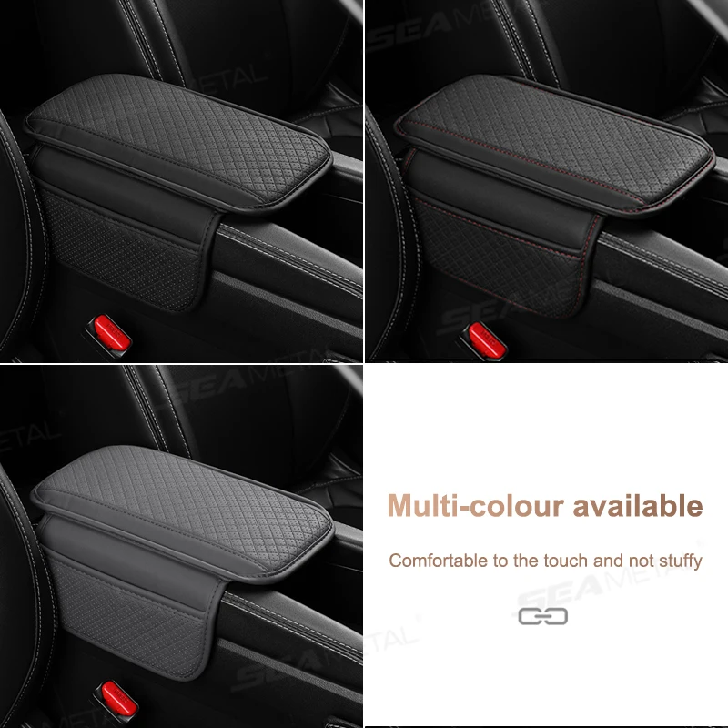 BLALION Leather Car Armrest Box Pad Memory Foam Center Console Arm Rest Protector Cover with Storage Pocket Elbow Rest Cushion