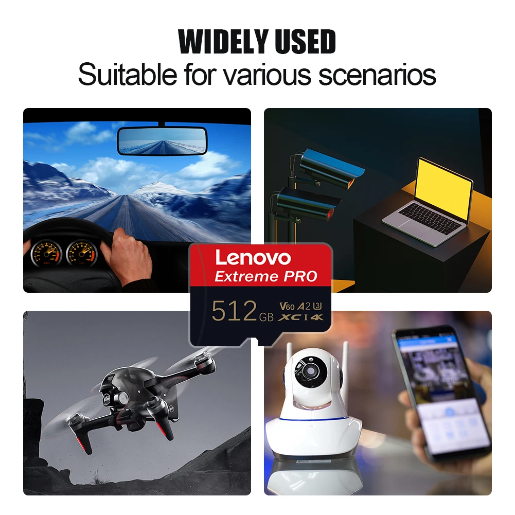 Lenovo 2TB Extreme PRO MicroSD 256GB UHS-I Memory Card 128GB micro SD Card TF Card 200MB/s Class10 U3 V30 A2 cartao de memoria