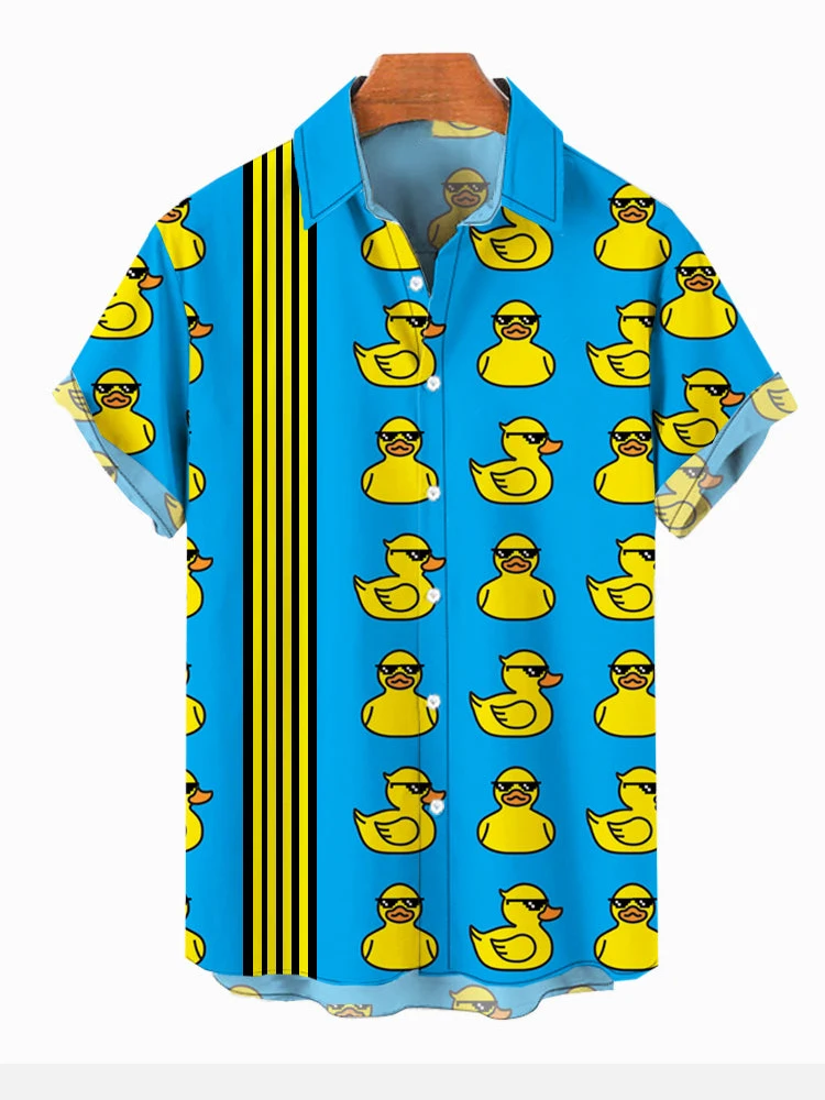 Camicie Cosplay da uomo Unisex stampe 3D Splicing Cartoon Cute Duck Printing camicia a maniche corte camicie hawaiane di moda per uomo