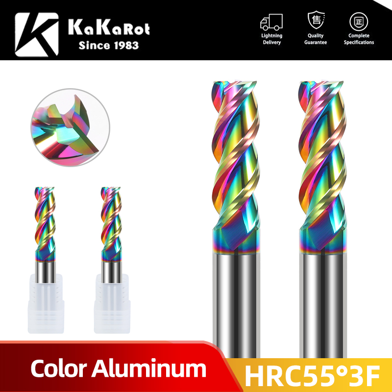 HRC55 Fresa in metallo duro a 3 flauto Fresa CNC in alluminio Fresa in carburo di tungsteno per AL EndMillS1SET