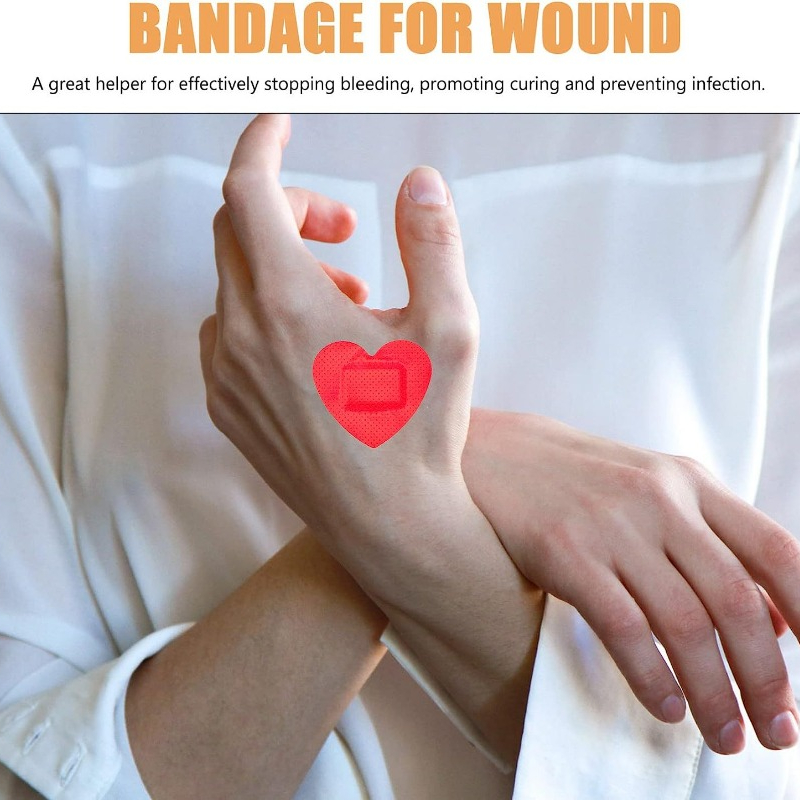 10pcs หัวใจสีแดง Band Aid Skin Patch สําหรับคอ Hickey Love Bite ครอบคลุมสาวแผลพลาสเตอร์ Breathable Medical Strips ผ้าพันแผล