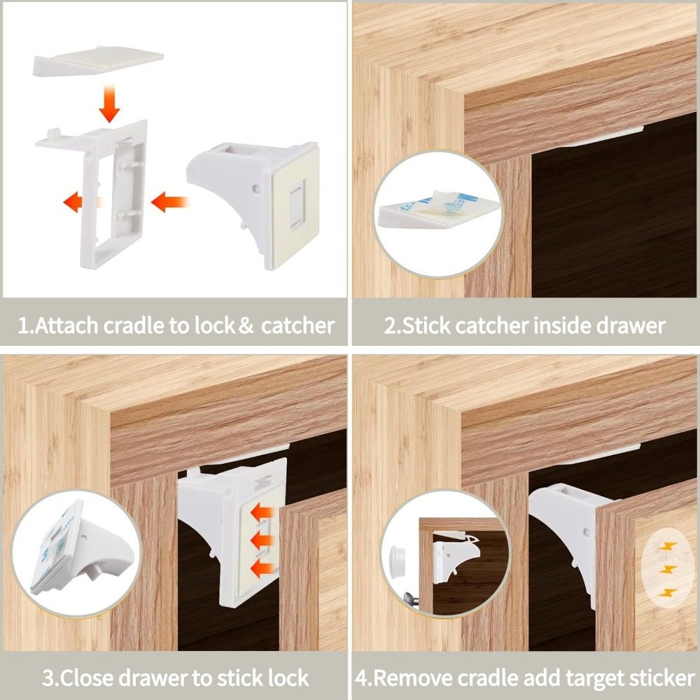 Serrure de sécurité magnétique pour bébé, porte d'armoire à tiroirs auto-adhésive, limiteur magnétique à Induction Invisible, serrure d'armoire de Protection pour bébé