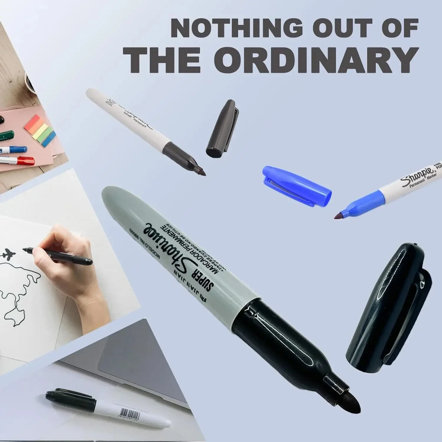 Faux stylo marqueur créatif avec compartiment GNE, diversion de la vue, sans danger pour le bureau à domicile, cacher l'argent du collier, petites objets de valeur, rouge, noir