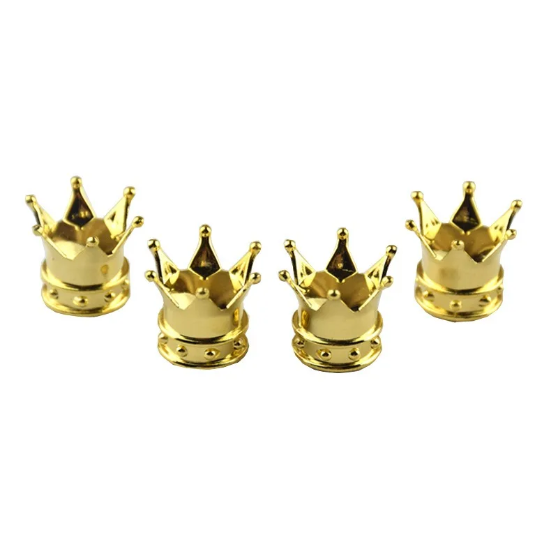 4PCS Car Tire Modification Jewelry Crown Air Nozzle Cover Plastic Electroplated Copper Core Crown Valve Cap Bicycle Accessories