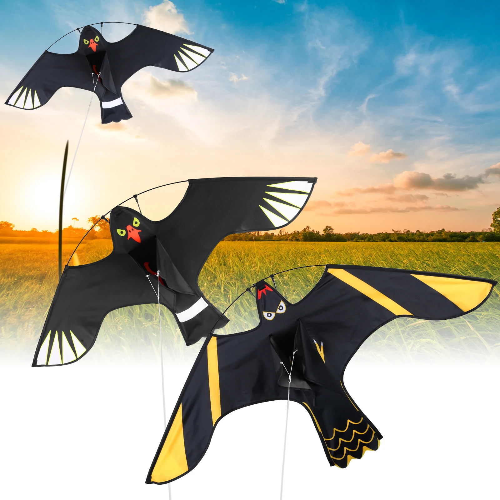 1 ชิ้น Bird Repeller Flying Hawk Kite หุ่นไล่กาตกแต่งกลางแจ้ง Pest Control Repellents สวนอุปกรณ์