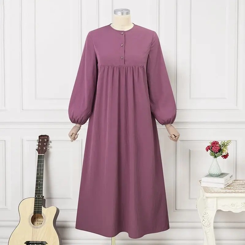 Vestido musulmán Eid Abaya para mujer, manga farol, largo, árabe, Dubái, Jalabiya, suelto, informal, hasta el tobillo, verano, 2024