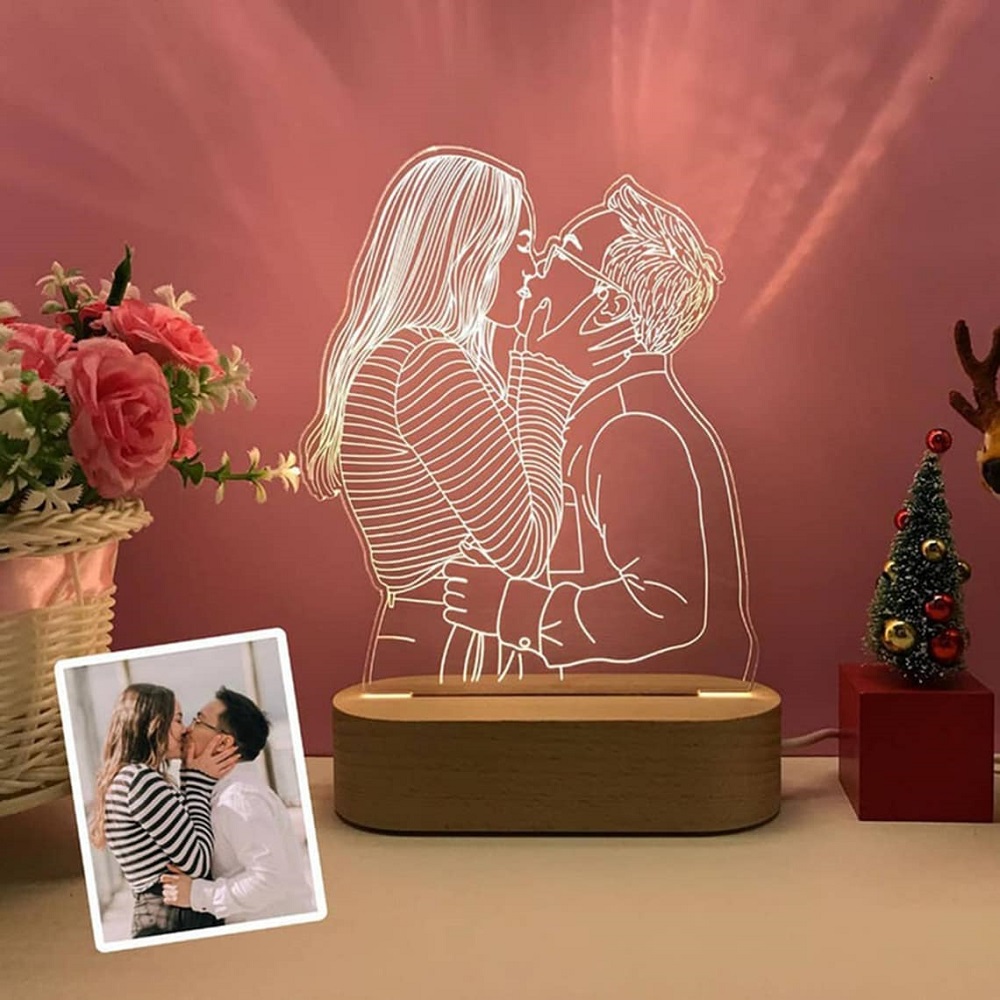 Dropshipp Personalized Gift 3D Photo Lamp Engraving Base Text Custom Valentine's Day Anniversary Birthday 3D Night Lights Lamp