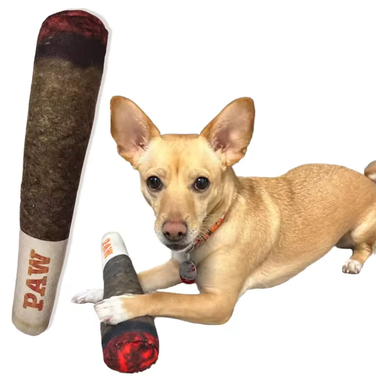 Grappig interactief hondenspeelgoed - Sigaarontwerp Pluche piepend huisdierspeelgoed Tandenslijpen Creatief kauwspeeltje voor kleine middelgrote honden