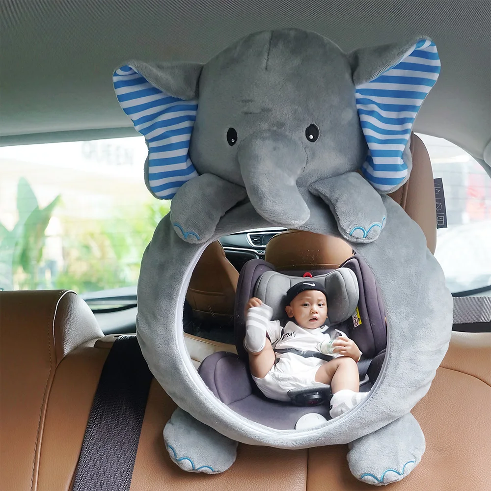 1 pièces miroir de voiture de bébé à vue facile, miroir de poupée de dessin animé de siège de voiture de sécurité pour arrière infantile, large vue cristalline, incassable